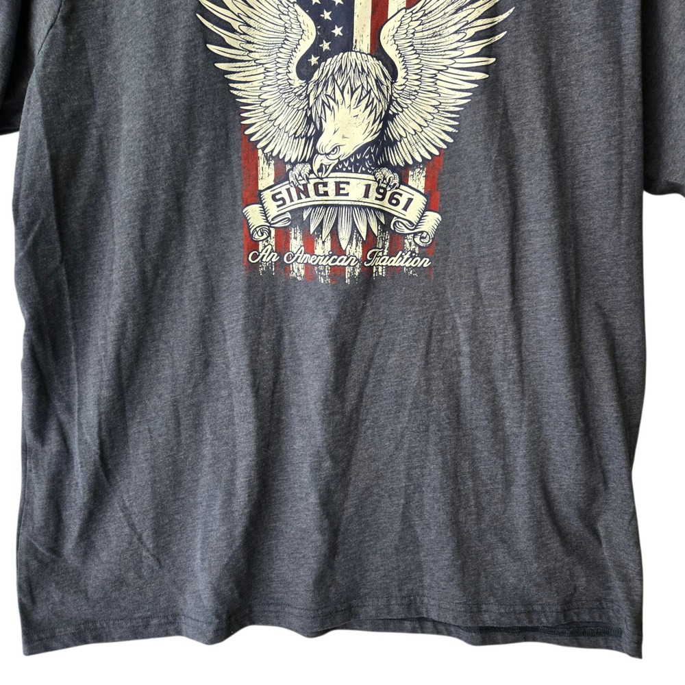 Cabelas Mens XL Graphic T-Shirt Gray American Flag Eagle Since 1961 Short Sleeve - Picture 4 of 7